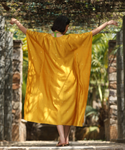 Mari_Gold_Yellow_Handloom_Pure_Chiniya_Kaftan_With_Sanjaab_Finishing_WeaverStory_05