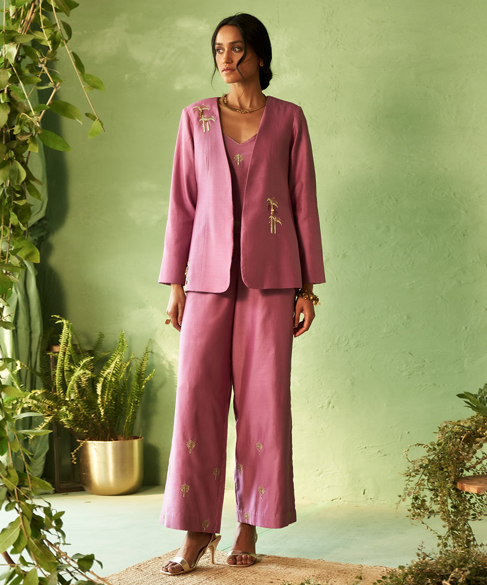 Kinaara Palm Embroidered Jacket Set