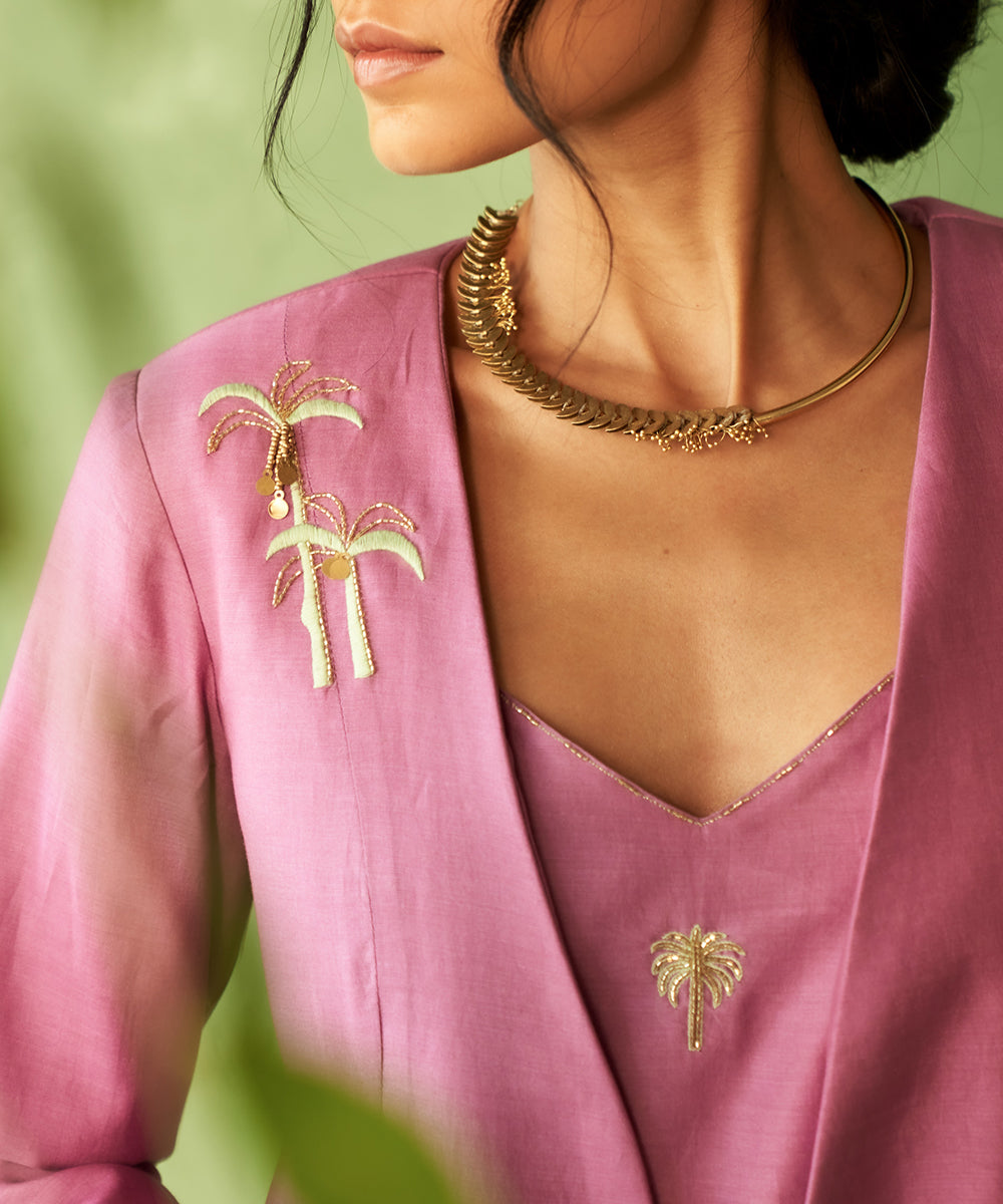 Kinaara Palm Embroidered Jacket Set