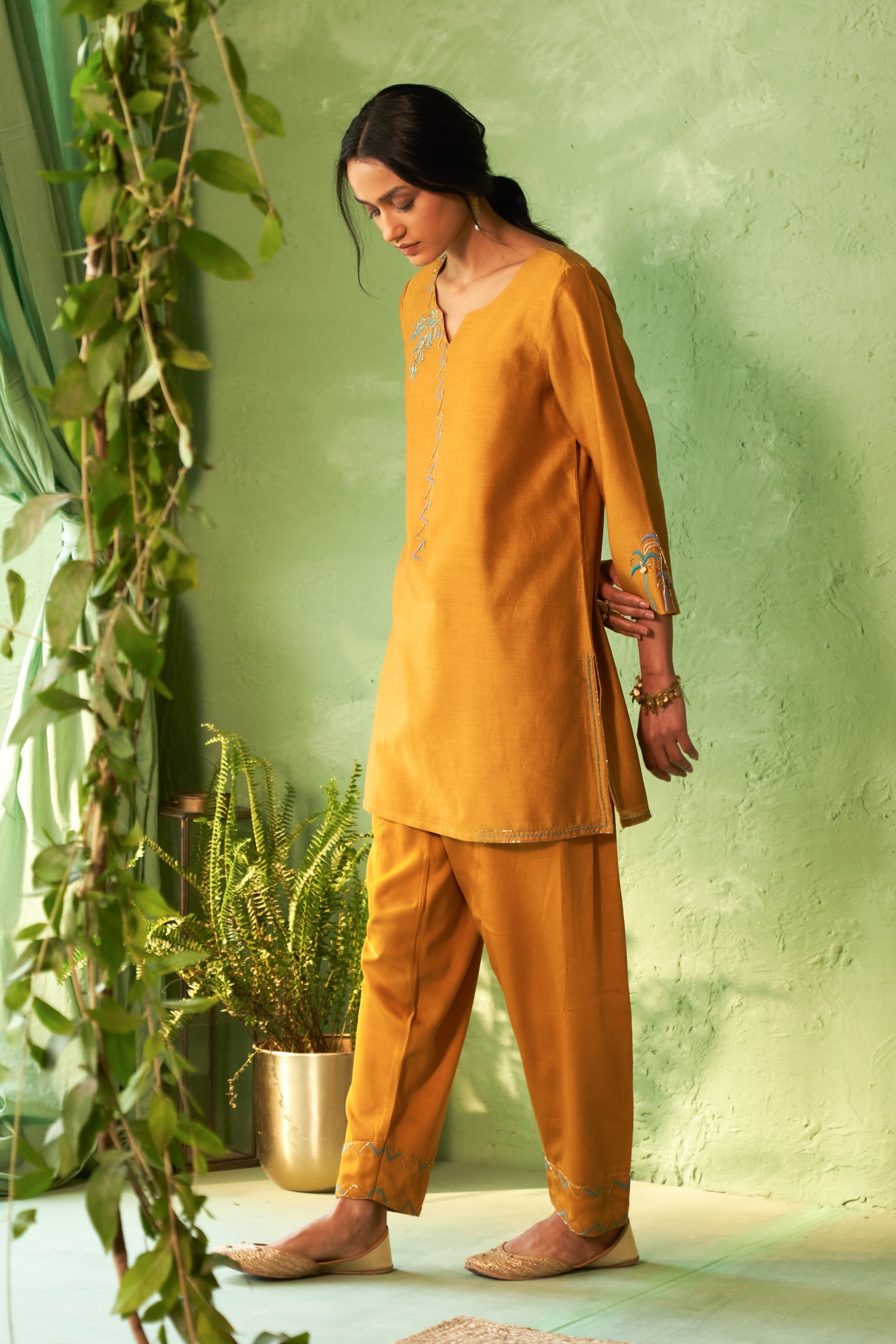 Kinaara Mustard Short Kurta Set