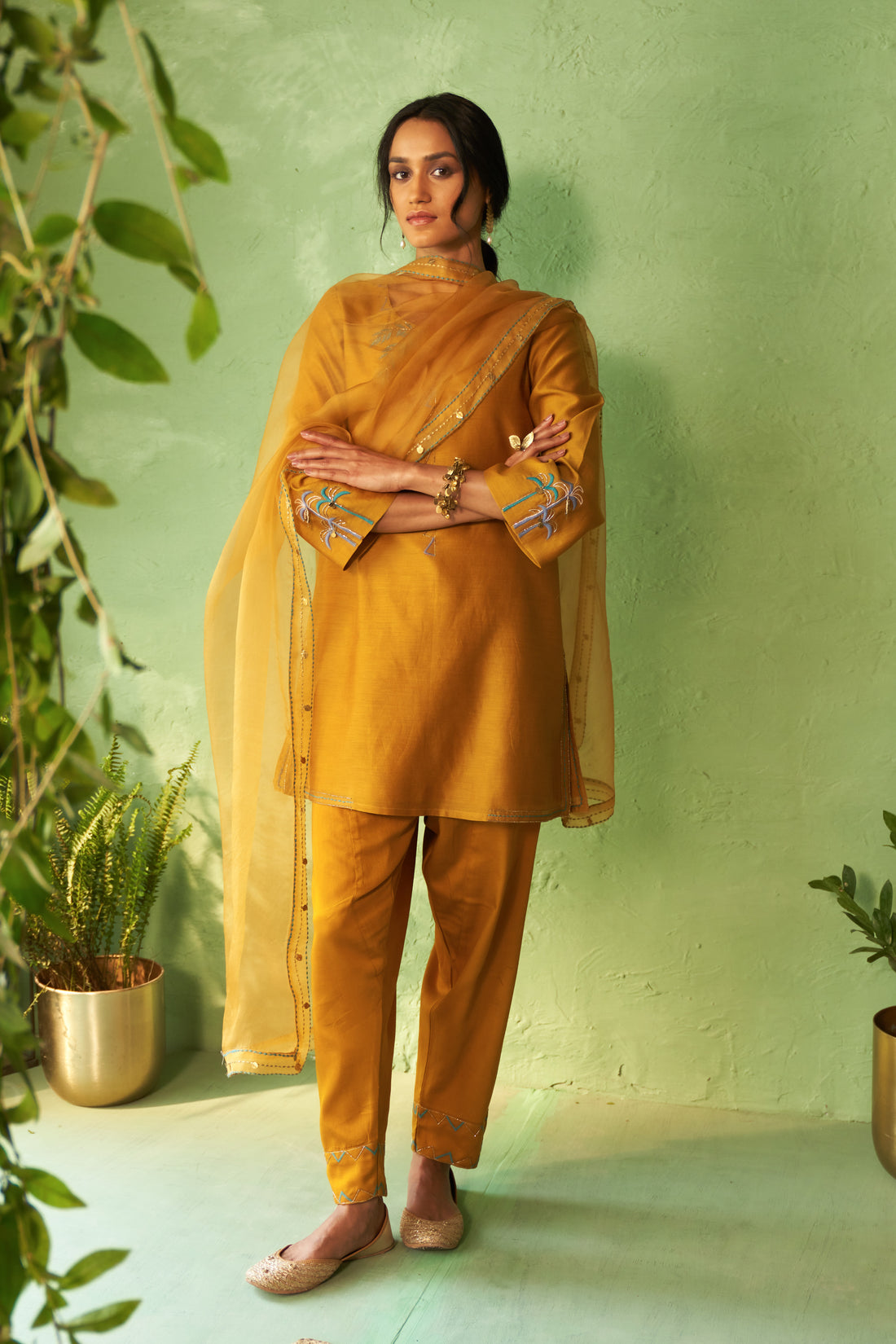 Kinaara Mustard Short Kurta Set