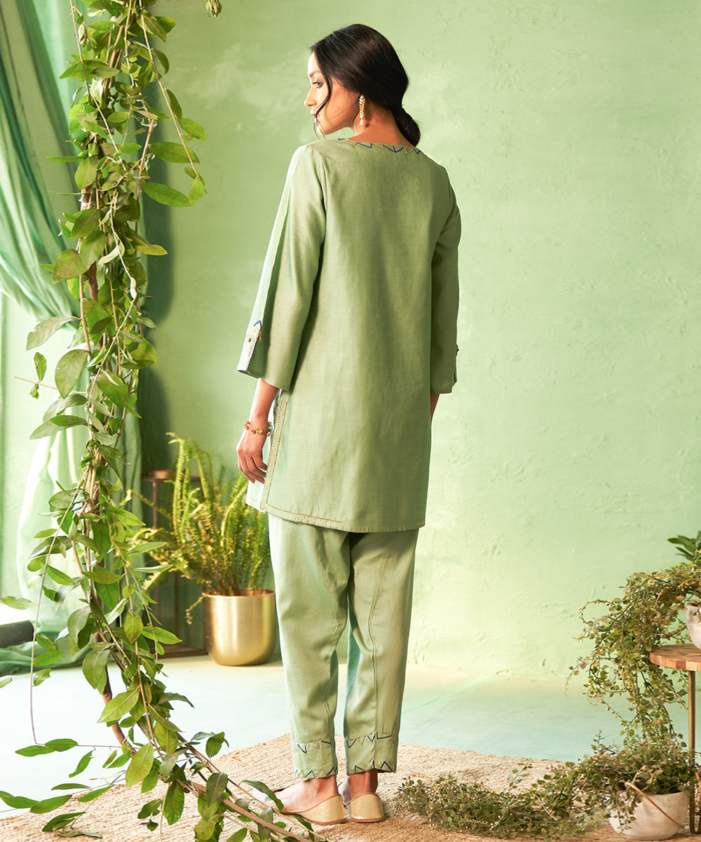 Kinaara Tea Green Short Kurta Set