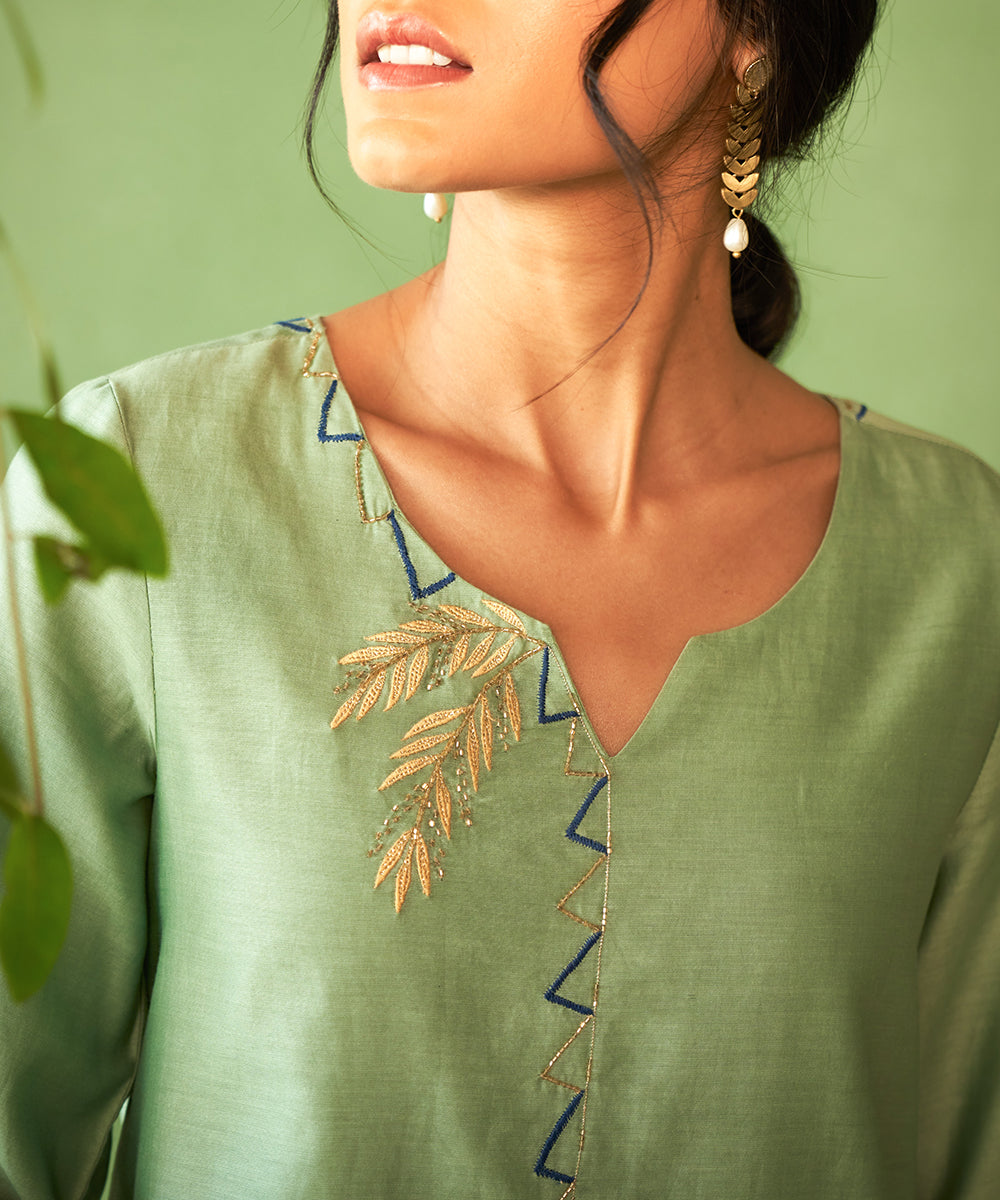 Kinaara Tea Green Short Kurta Set