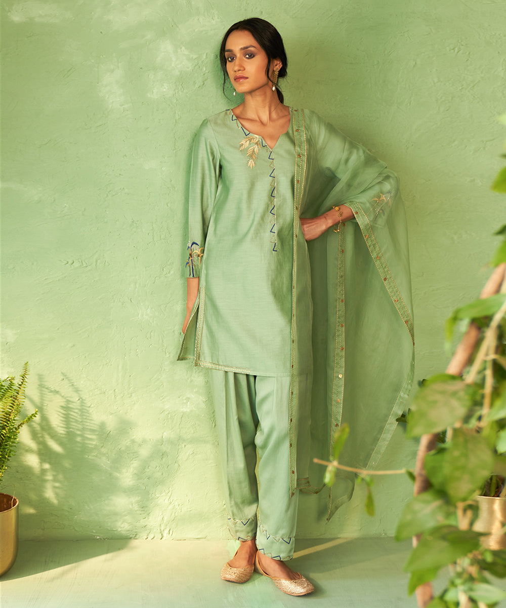 Kinaara Tea Green Short Kurta Set