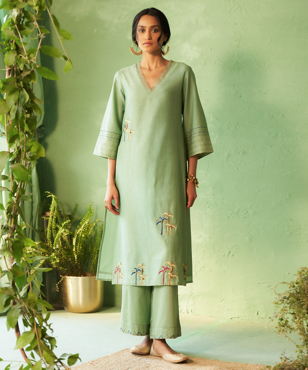 Kinaara Tea Green Kurta Set
