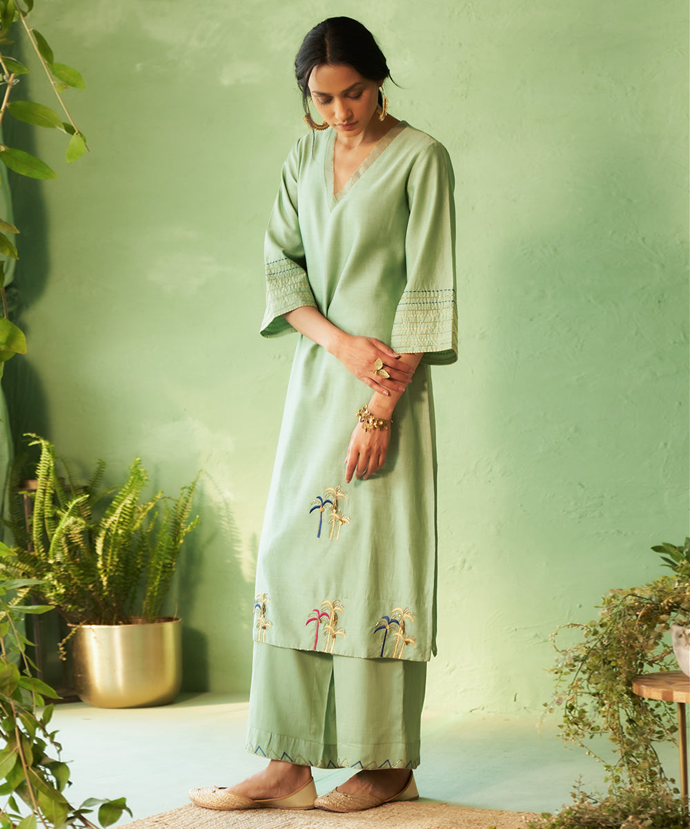 Kinaara Tea Green Kurta Set