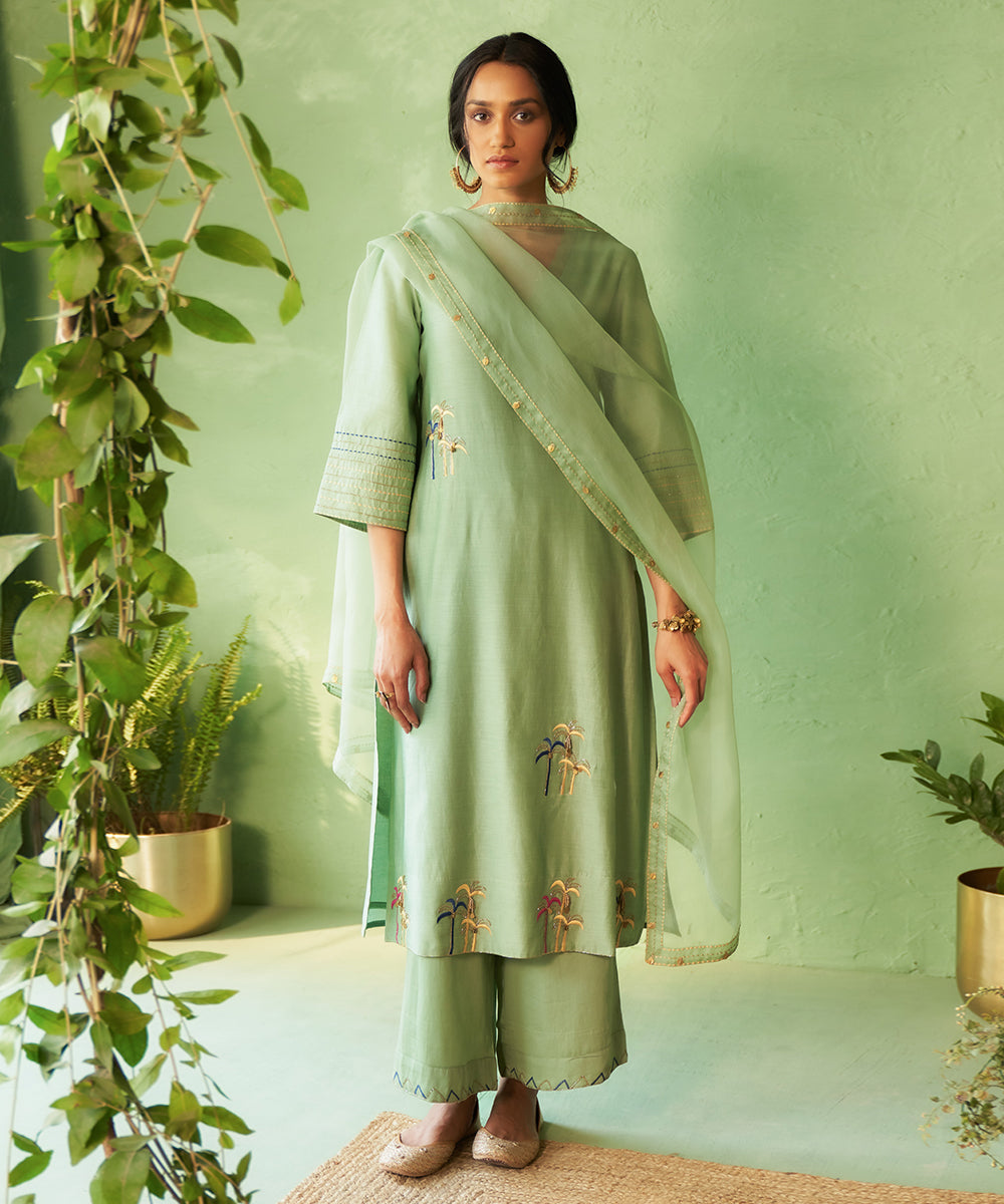 Kinaara Tea Green Kurta Set