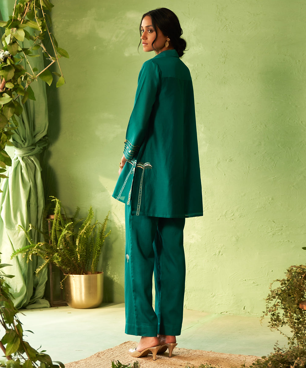 Kinaara Peacock Green Collared Coord Set