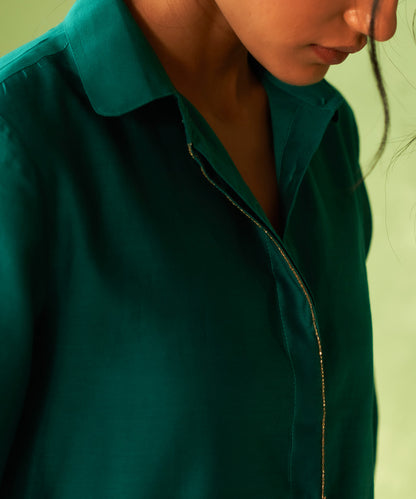 Kinaara Peacock Green Collared Coord Set