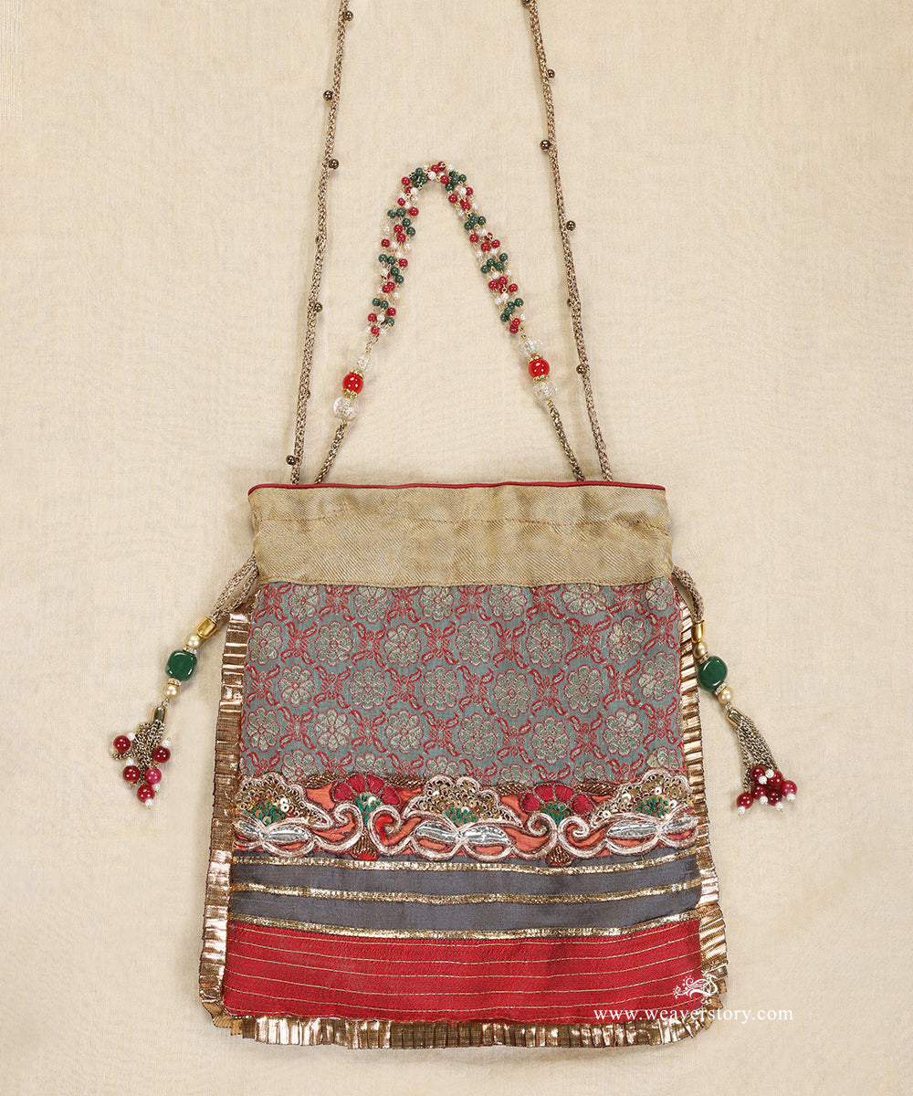 Red_And_Golden_Brocade_Potli_With_Embroidery_WeaverStory_02