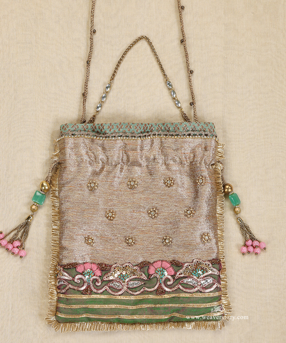 Golden_And_Green_Potli_With_Embroidery_WeaverStory_02