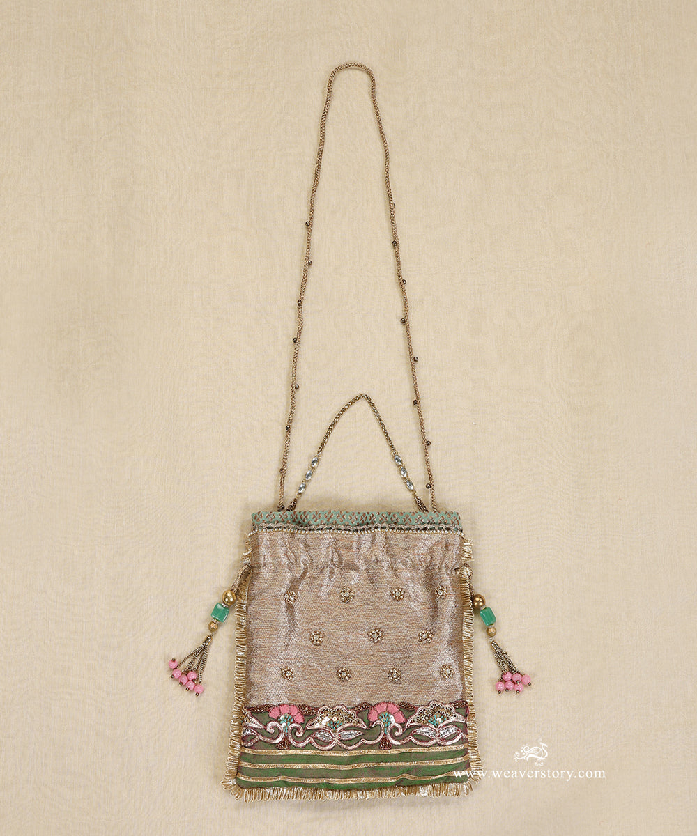 Golden_And_Green_Potli_With_Embroidery_WeaverStory_03