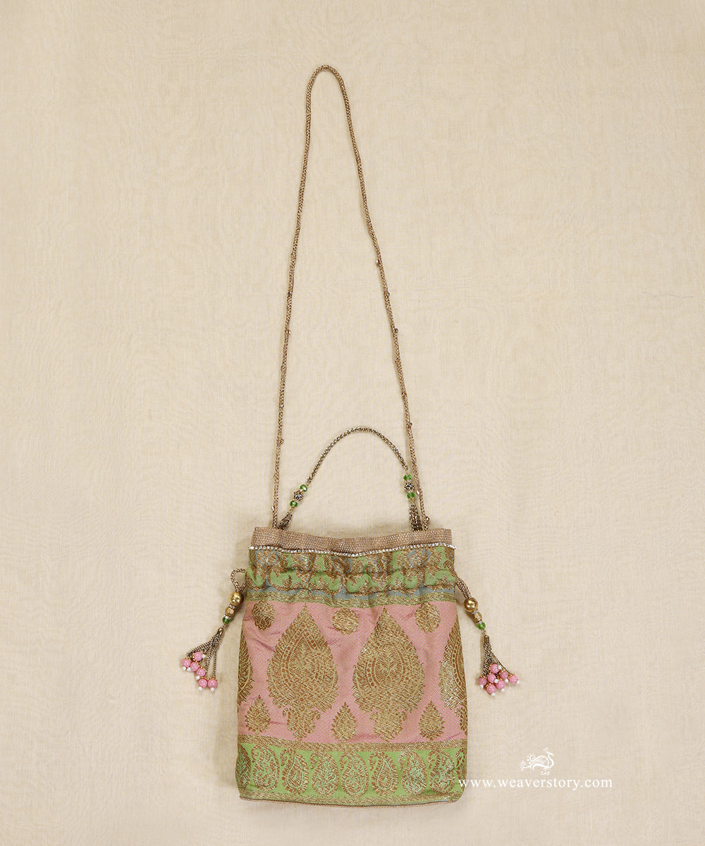 Light_Pink_And_Green_Brocade_Potli_With_Paisley_Motif_WeaverStory_04