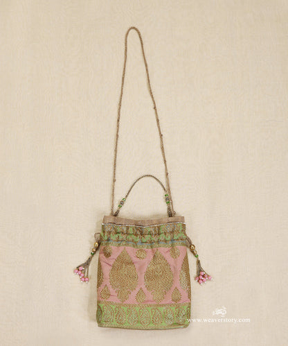 Light_Pink_And_Green_Brocade_Potli_With_Paisley_Motif_WeaverStory_04