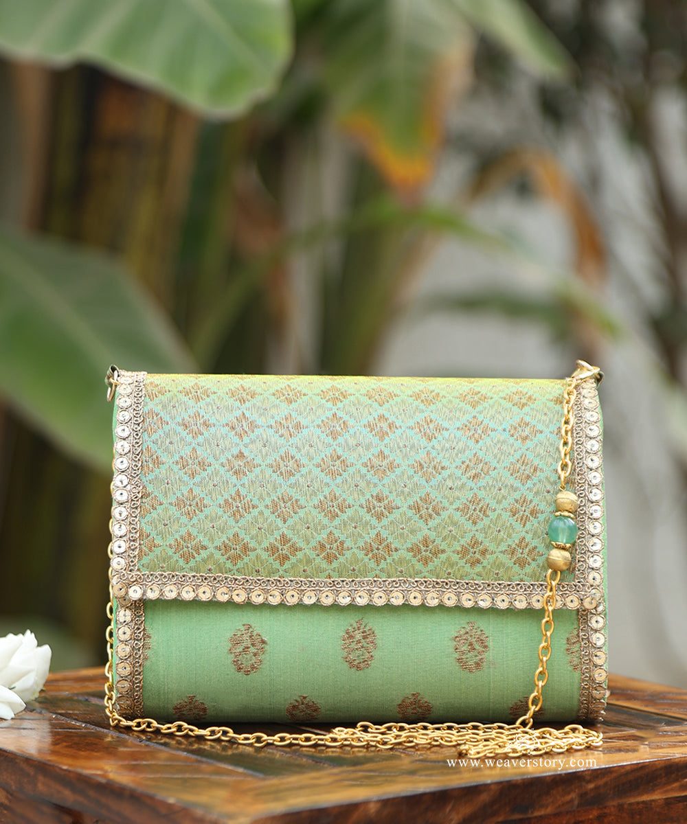 Green_Brocade_Purse_With_Sequins_Detailing_WeaverStory_01