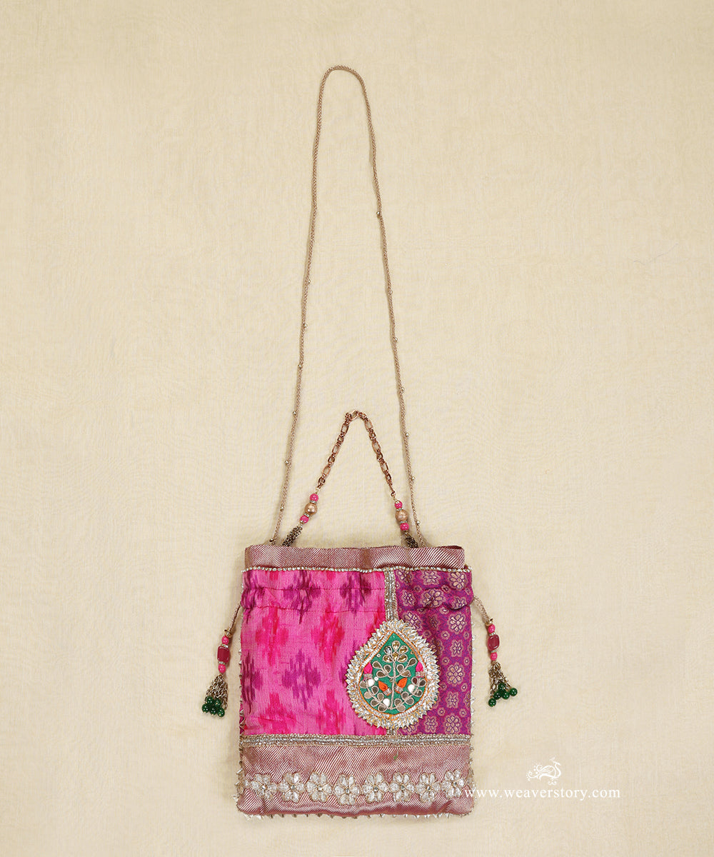 Pink_Silk_Ikat_Potli_With_Gota_Patti_Work_WeaverStory_04