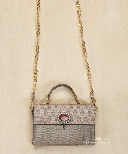 Silver_Brocade_Purse_With_Red_Flower_Detailing_WeaverStory_02