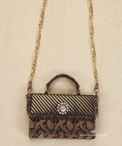 Black_Brocade_Purse_With_Kundan_Flower_Deatailing_WeaverStory_02