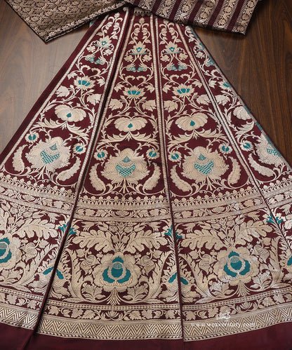 Handloom_Dark_Brown_Pure_Katan_Silk_Farah_Banarasi_Lehenga_With_Meena_Work_WeaverStory_02