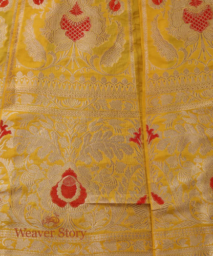 Handwoven Yellow Banarasi Lehenga With Meenakari