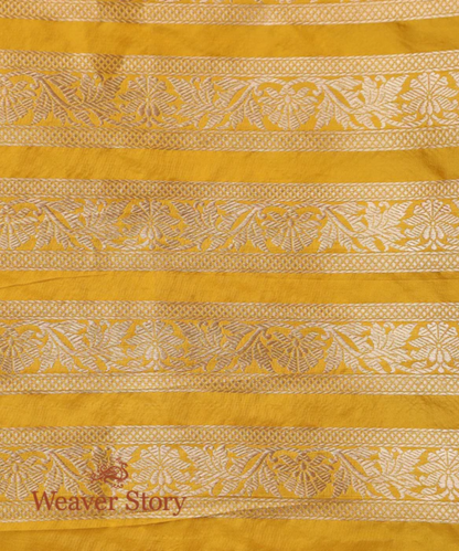 Handwoven Yellow Banarasi Lehenga With Meenakari