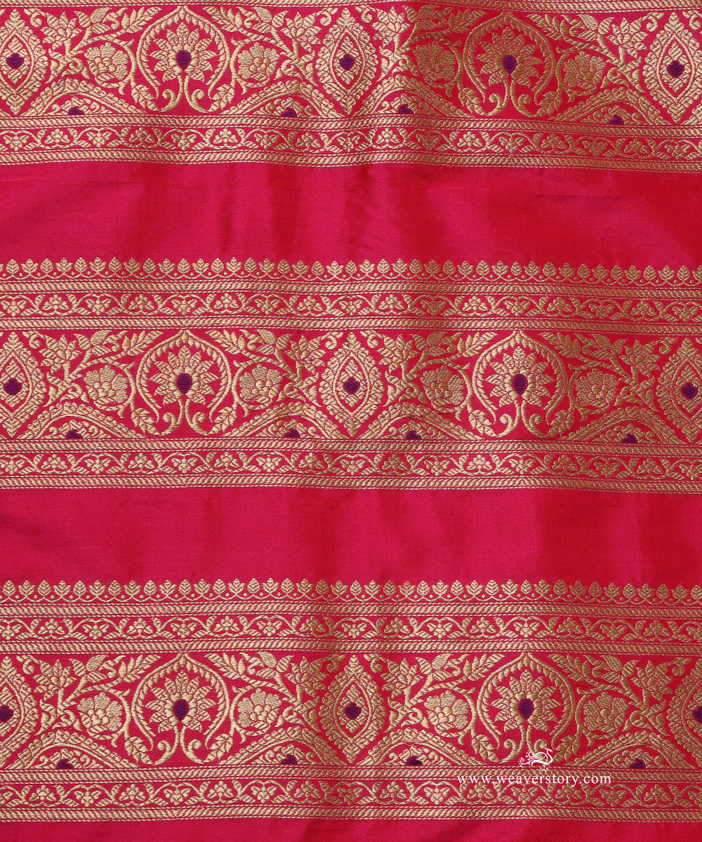 Hot_Pink_Pure_Katan_Silk_Kadhwa_Banarasi_Lehenga_With_Purple_Meenakari_WeaverStory_05