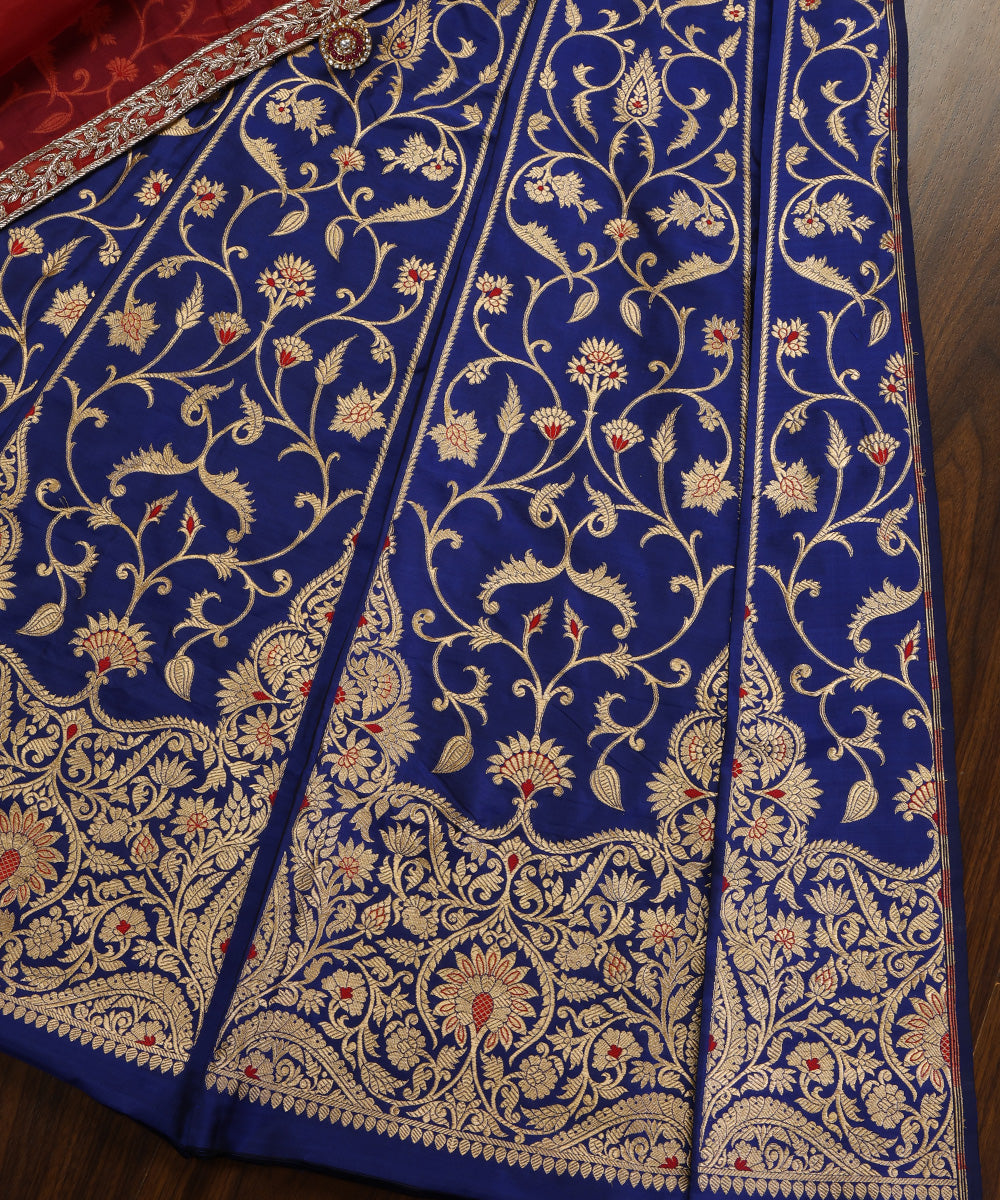 Handloom_Blue_Pure_Katan_Silk_Gul_Banarasi_Lehenga_With_Kadhwa_Meenakari_WeaverStory_01