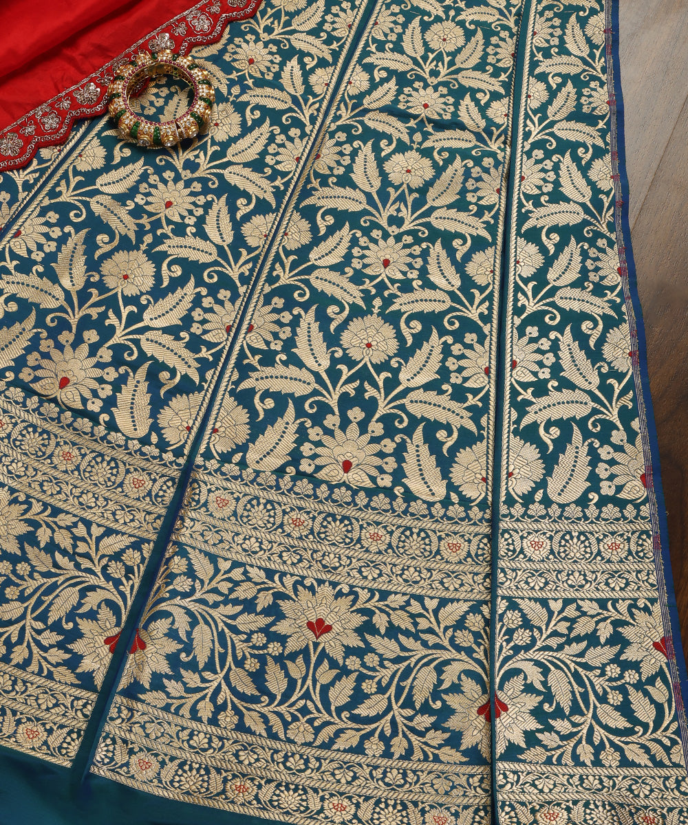 Peacock_Blue_Handloom_Pure_Katan_Silk_Banarasi_Lehenga_With_Kadhwa_Meenakari_WeaverStory_01