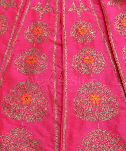 Handloom_Magenta_Pure_Katan_Silk_Antique_Zari_Banarasi_Lehenga_With_Orange_Meena_WeaverStory_03