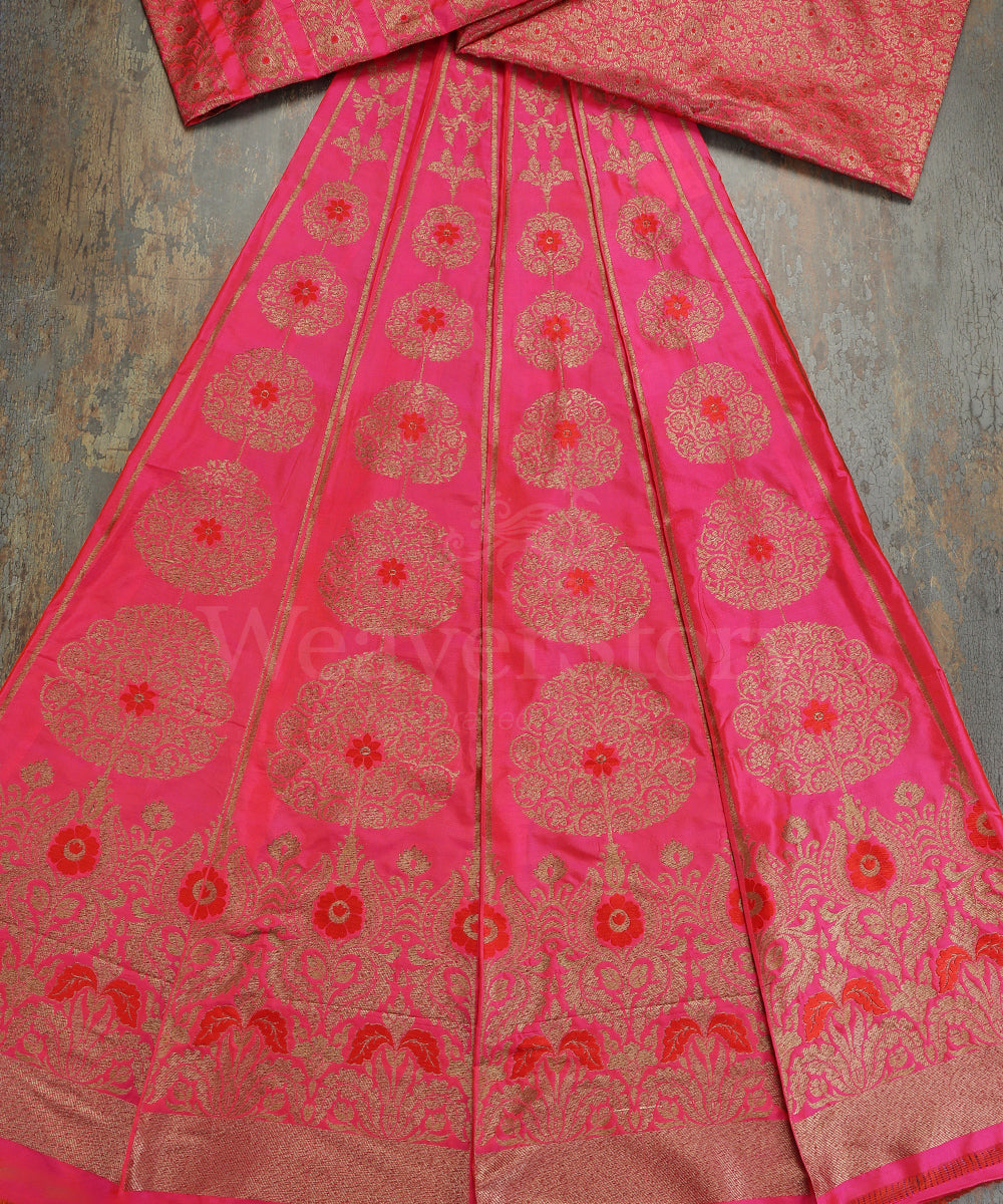 Handloom_Hot_Pink_Pure_Katan_Silk_Antique_Zari_Banarasi_Lehenga_With_Red_Meena_WeaverStory_02