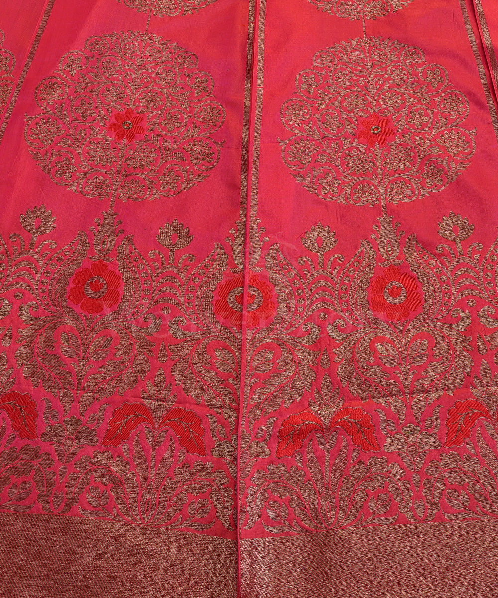 Pink_Handloom_Pure_Katan_Silk_Antique_Zari_Banarasi_Lehenga_With_Red_Meena_WeaverStory_04