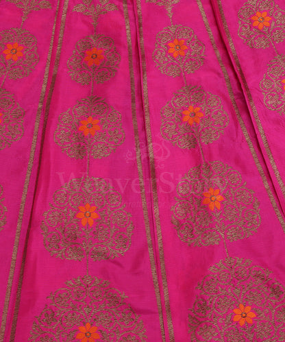 Hot_Pink_Handloom_Pure_Katan_Silk_Antique_Zari_Banarasi_Lehenga_With_Orange_Meena_WeaverStory_03