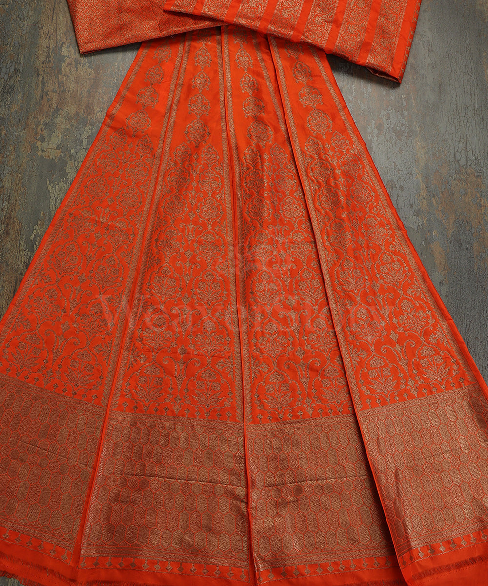 Handloom_Orange_Pure_Katan_Silk_Antique_Zari_Banarasi_Lehenga_WeaverStory_02