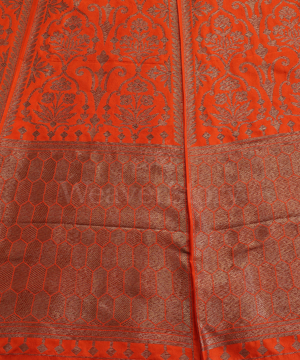 Handloom_Orange_Pure_Katan_Silk_Antique_Zari_Banarasi_Lehenga_WeaverStory_04