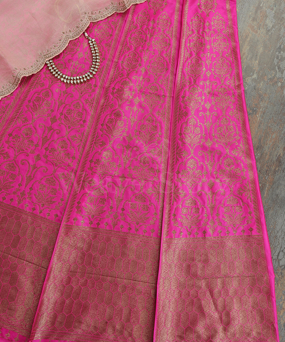 Hot_Pink_Handloom_Pure_Katan_Silk_Antique_Zari_Banarasi_Lehenga_WeaverStory_01