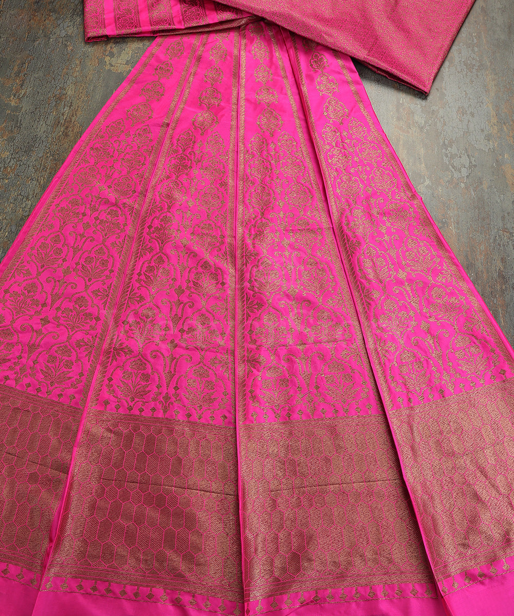 Hot_Pink_Handloom_Pure_Katan_Silk_Antique_Zari_Banarasi_Lehenga_WeaverStory_02