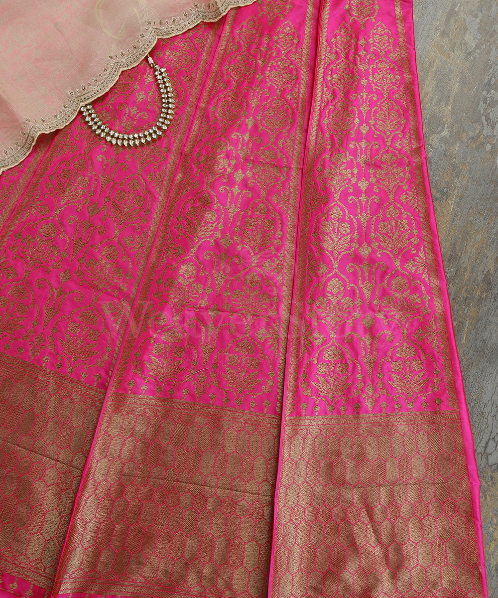 Handloom_Hot_Pink_Pure_Katan_Silk_Antique_Zari_Banarasi_Lehenga_WeaverStory_01