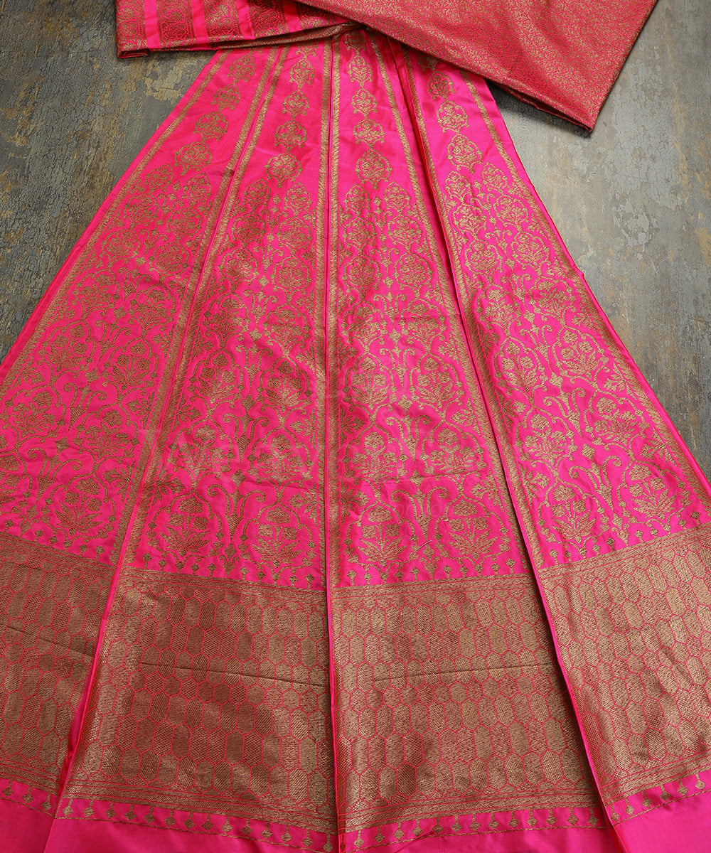 Handloom_Hot_Pink_Pure_Katan_Silk_Antique_Zari_Banarasi_Lehenga_WeaverStory_02