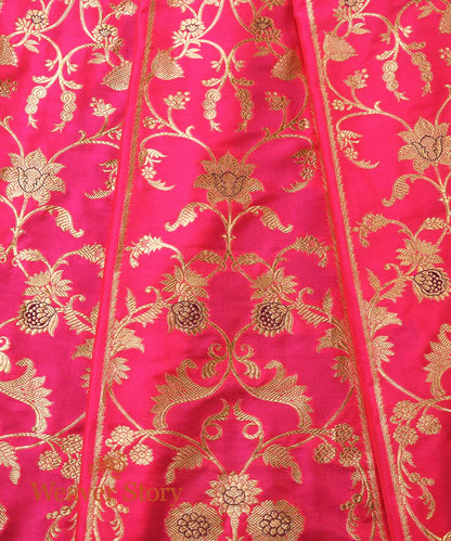 Handloom Pink Kadhwa Meenakari Katan Silk Banarasi Lehenga