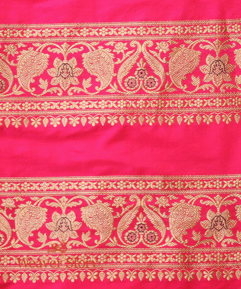 Handloom Pink Kadhwa Meenakari Katan Silk Banarasi Lehenga