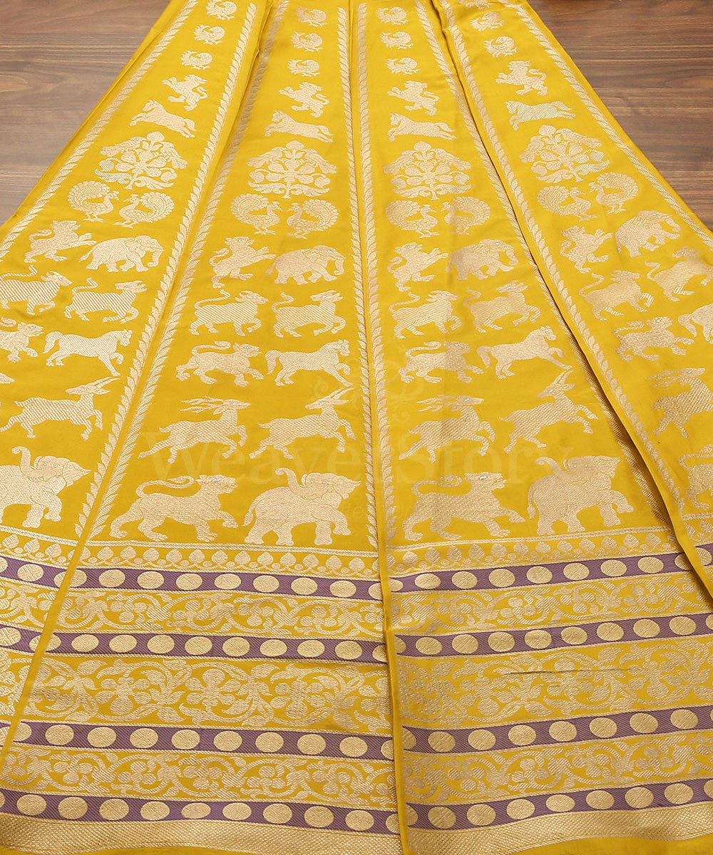 Mustard_Handloom_Shikargah_Banarasi_Lehenga_with_Zari_Work_WeaverStory_02