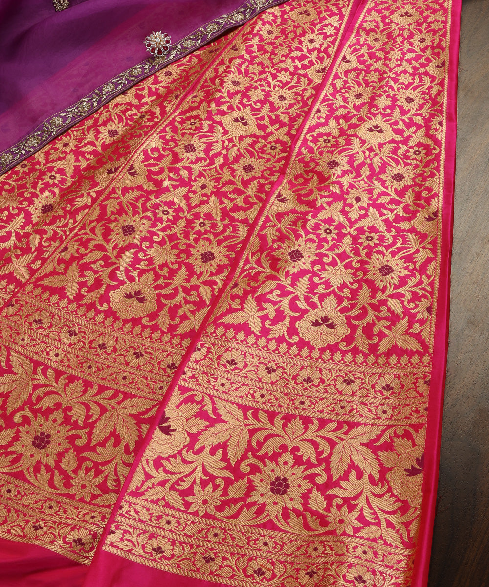 Handloom_Hot_Pink_Pure_Katan_Silk_Banarasi_Lehenga_With_Meenakari_WeaverStory_01