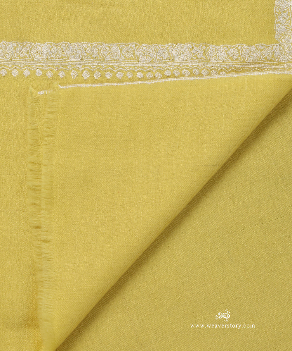 Lime_Yellow_Handwoven_Pure_Pashmina_Shawl_With_Soznikari_Border_WeaverStory_04