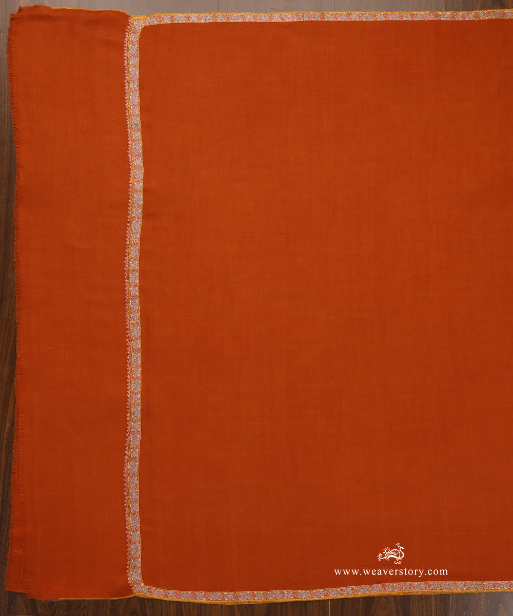 Rust_Orange_Handwoven_Pure_Pashmina_Shawl_With_Soznikari_Border_WeaverStory_02