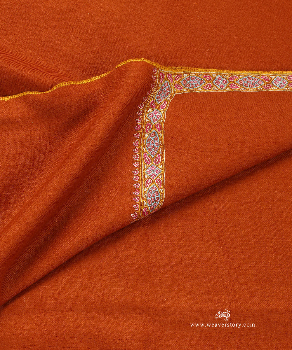 Rust_Orange_Handwoven_Pure_Pashmina_Shawl_With_Soznikari_Border_WeaverStory_04