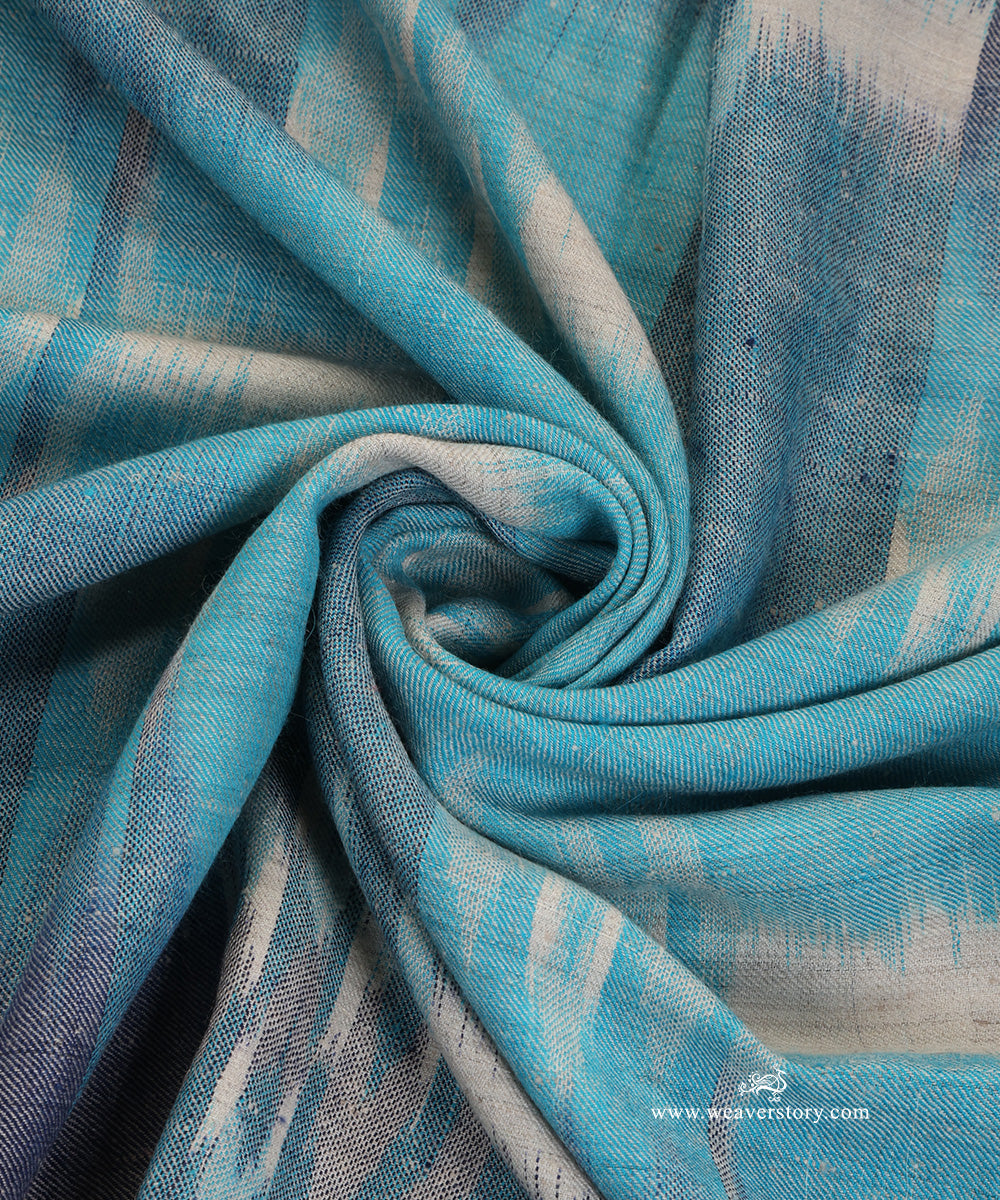 Blue_Pure_Pashmina_Shawl_With_Ikat_Weaving_WeaverStory_06