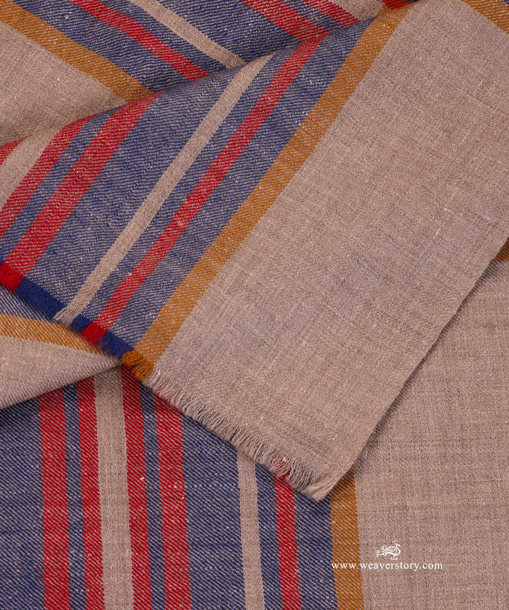 Multicolour_Pure_Pashmina_Shawl_With_Ikat_Weaving_With_Stripes_WeaverStory_05