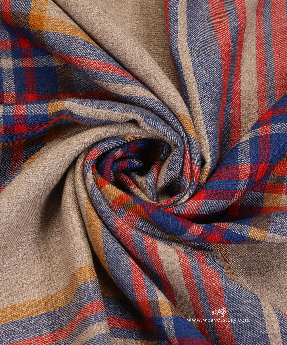 Multicolour_Pure_Pashmina_Shawl_With_Ikat_Weaving_With_Stripes_WeaverStory_06