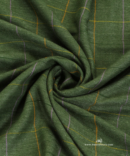 Green_Pure_Pashmina_Shawl_With_Ikat_Weaving_With_Checks_WeaverStory_06