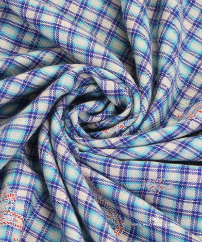 Blue_Checkered_Pure_Pashmina_Shawl_With_Ikat_Weaving_And_Soznikari_Booti_WeaverStory_06